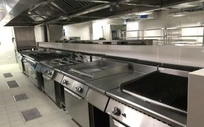 commercial kitchen renovation project with modern cooking appliances and energy-efficient solutions