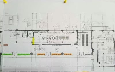 Engineering drawings for custom commercial kitchen equipment design and fabrication.