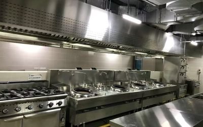 restaurant kitchen construction project featuring state-of-the-art cooking equipment